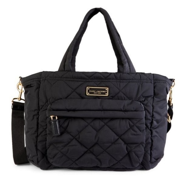 Marc Jacobs Quilted Nylon Baby Diaper Bag Travel Commute Duffle Black - Picture 1 of 16